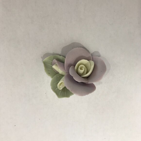 Vintage Bisque Porcelain Rose Brooch - Picture 2 of 5